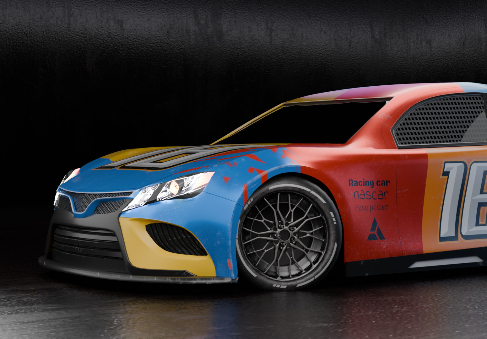 Nascar - Racing car Low-poly 3D model_4