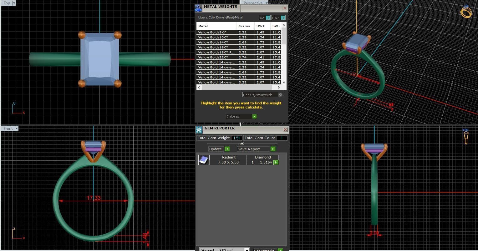 Radiant Diamond Solitaire Ring 3D print model 3D print model_25