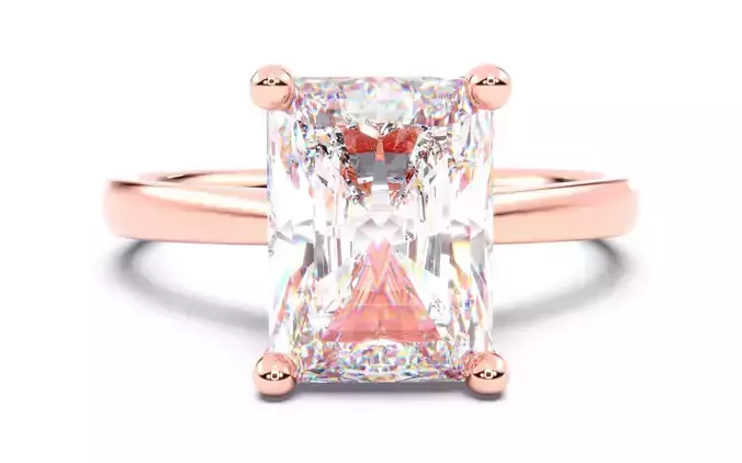 Radiant Diamond Solitaire Ring 3D print model