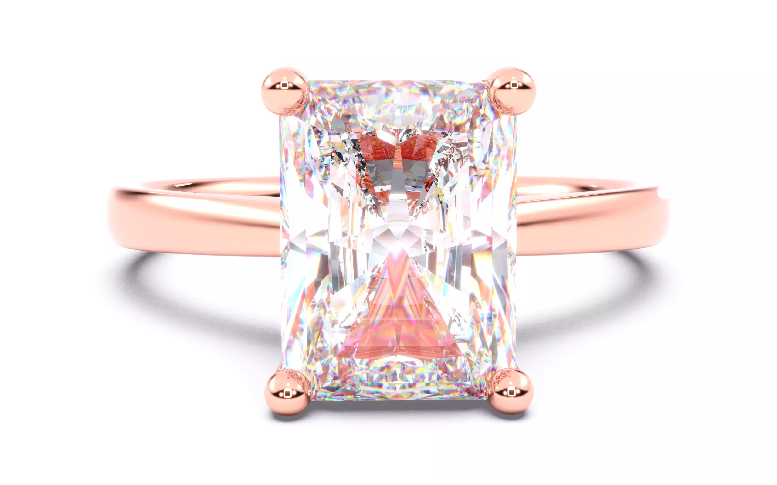 Radiant Diamond Solitaire Ring 3D print model 3D print model_0