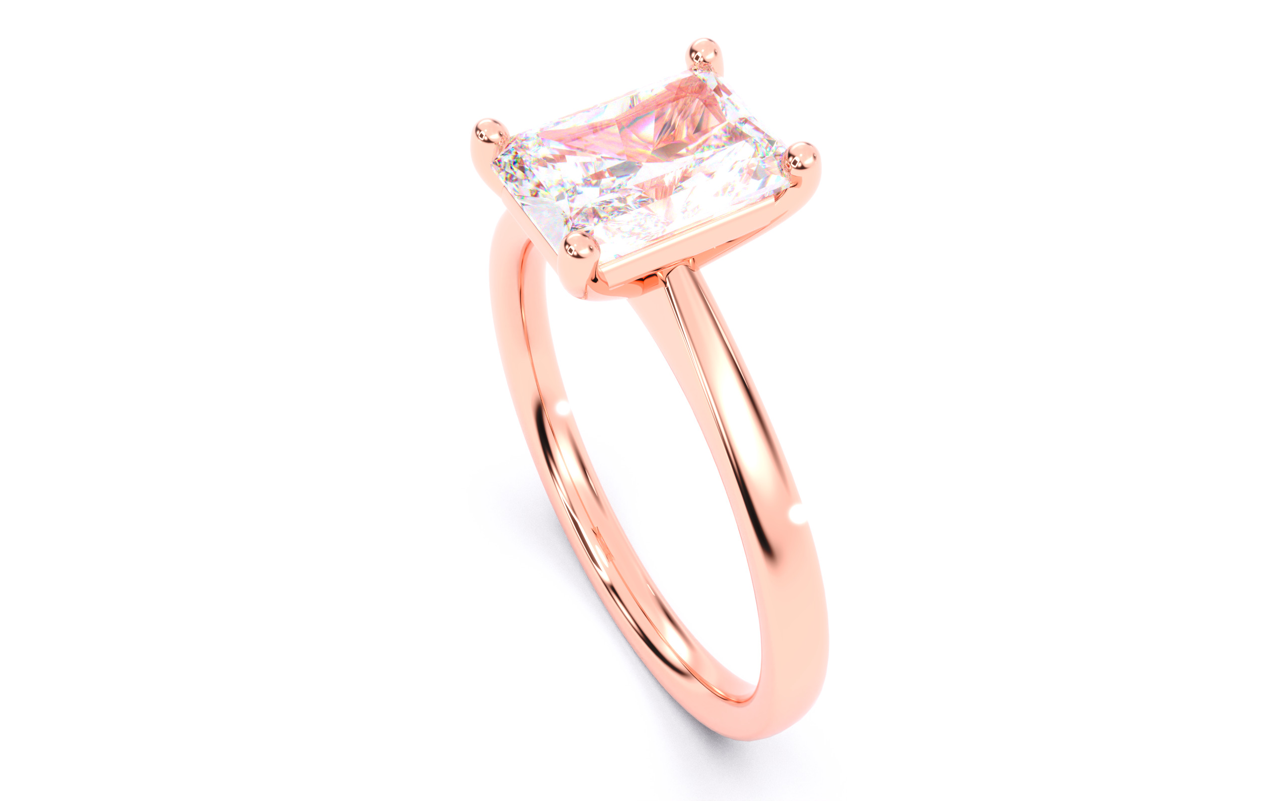 Radiant Diamond Solitaire Ring 3D print model 3D print model_5