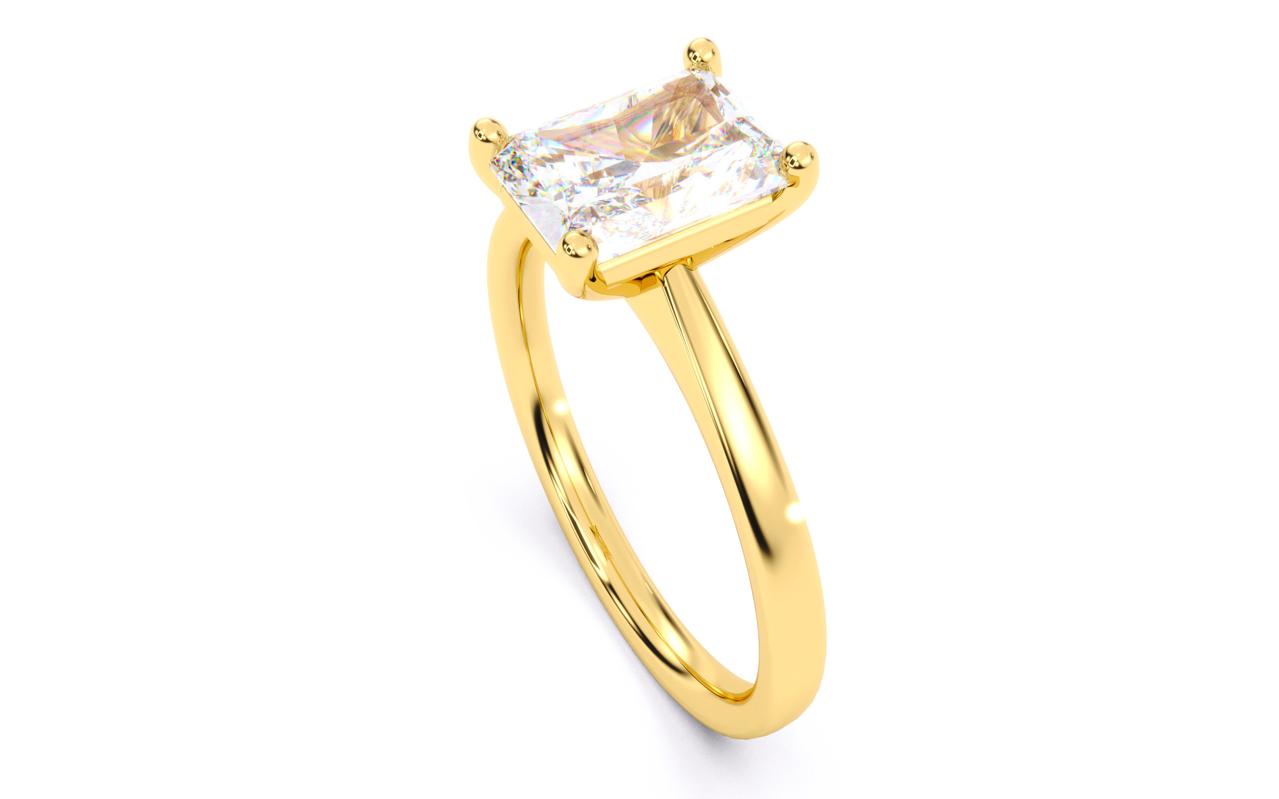 Radiant Diamond Solitaire Ring 3D print model 3D print model_9