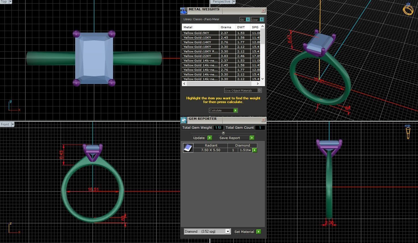 Radiant Diamond Solitaire Ring 3D print model 3D print model_1