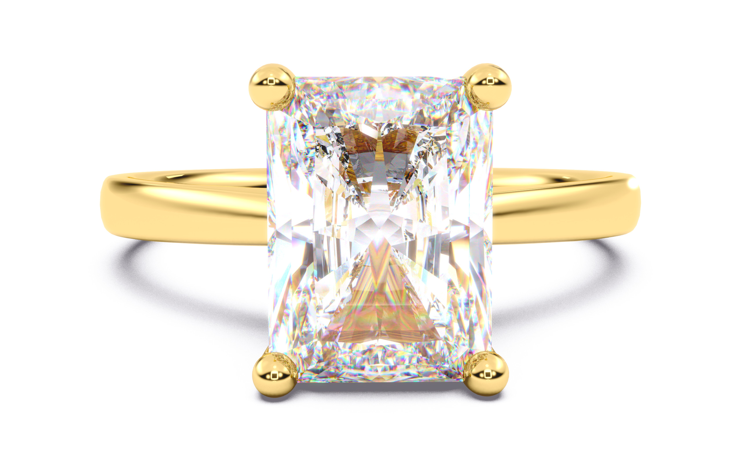 Radiant Diamond Solitaire Ring 3D print model 3D print model_21