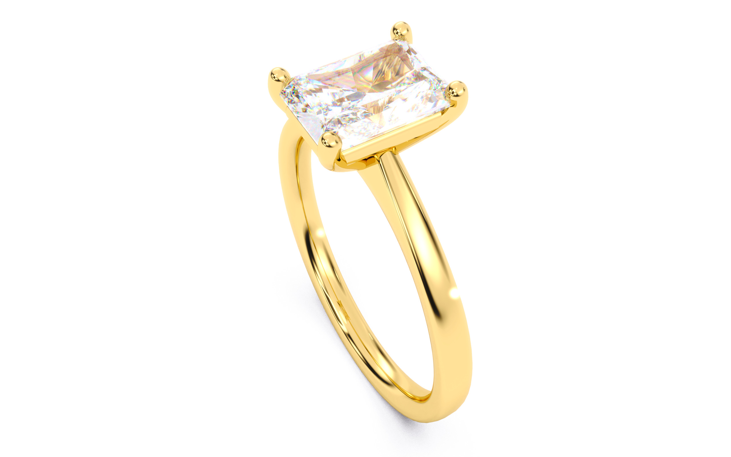 Radiant Diamond Solitaire Ring 3D print model 3D print model_10