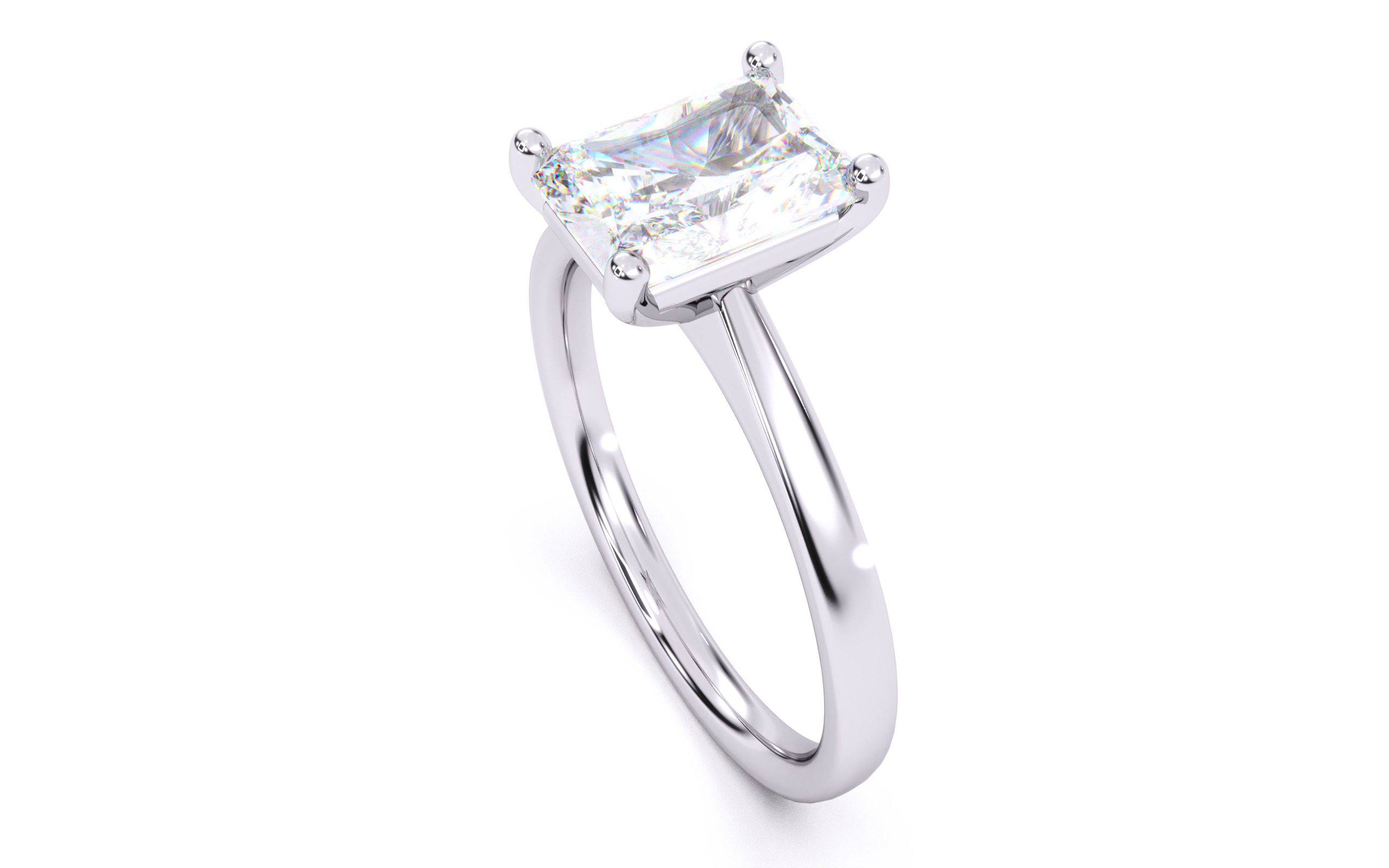 Radiant Diamond Solitaire Ring 3D print model 3D print model_7