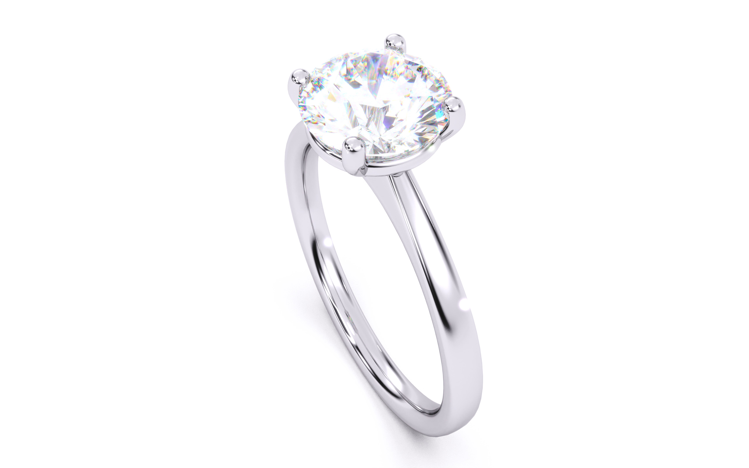 Round Diamond Solitaire Ring 3D print model 3D print model_7