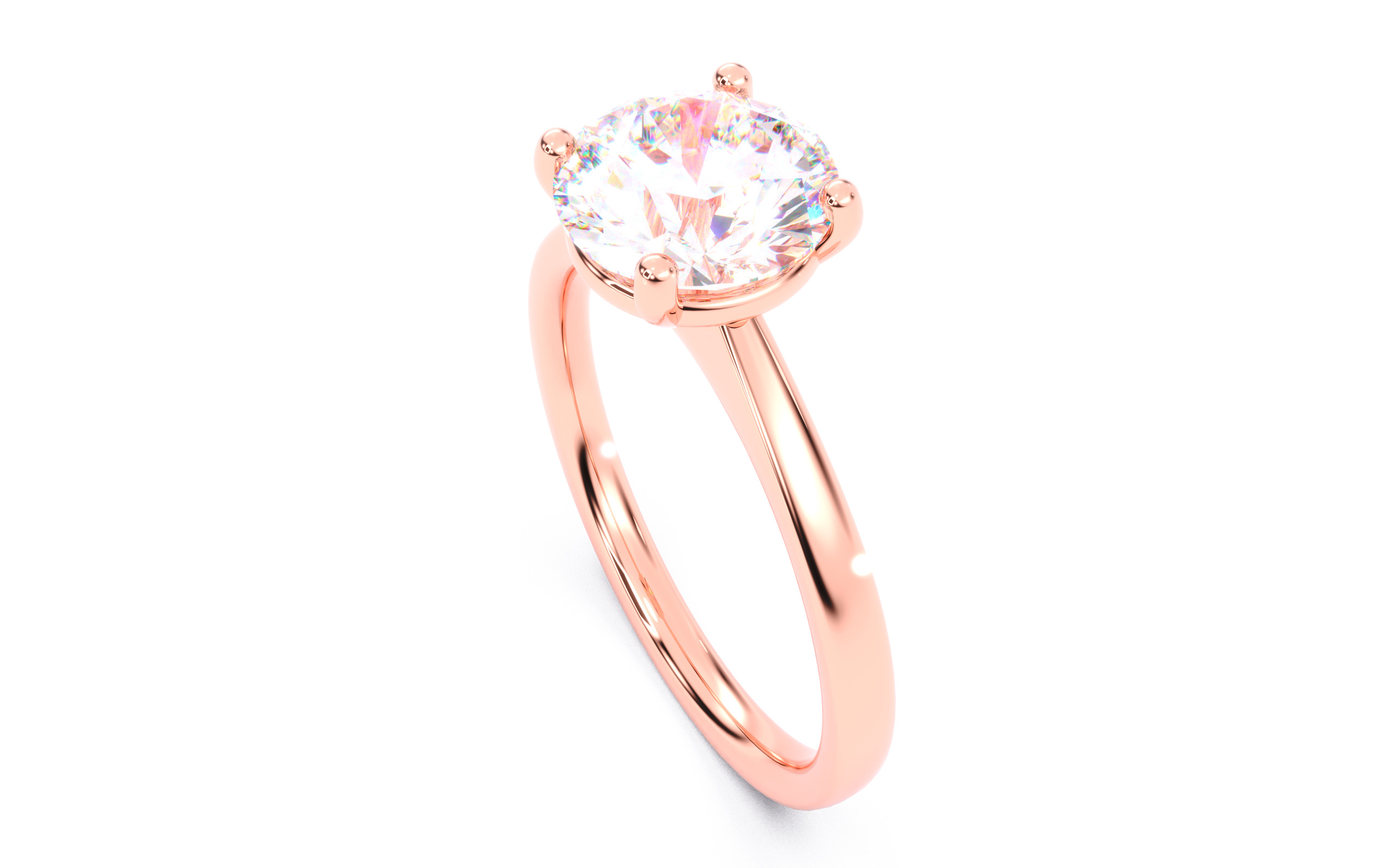 Round Diamond Solitaire Ring 3D print model 3D print model_6