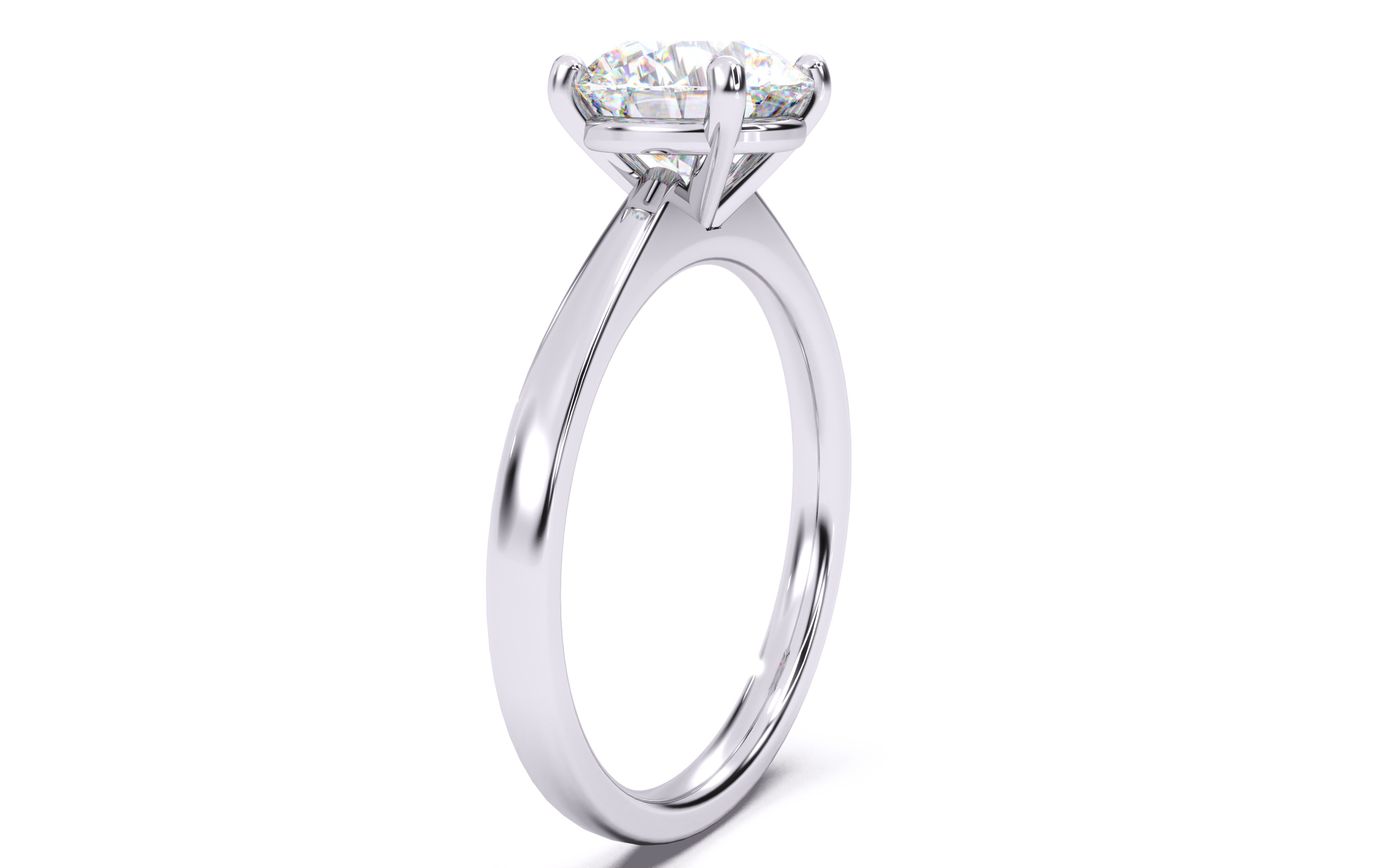 Round Diamond Solitaire Ring 3D print model 3D print model_14