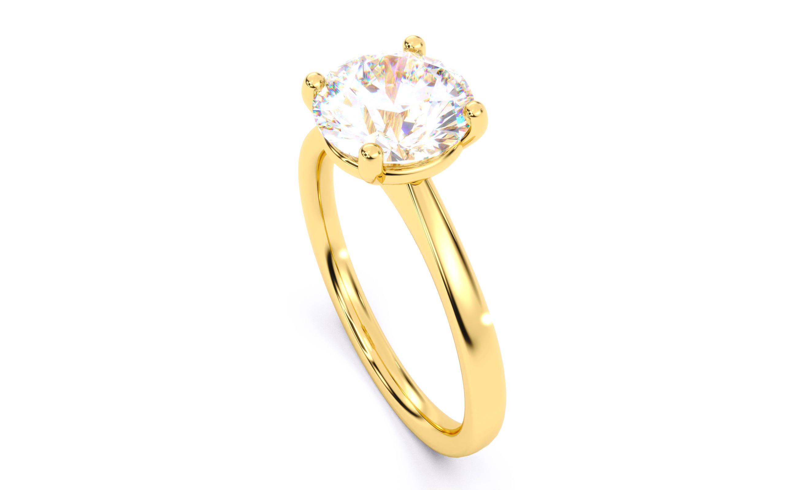 Round Diamond Solitaire Ring 3D print model 3D print model_9