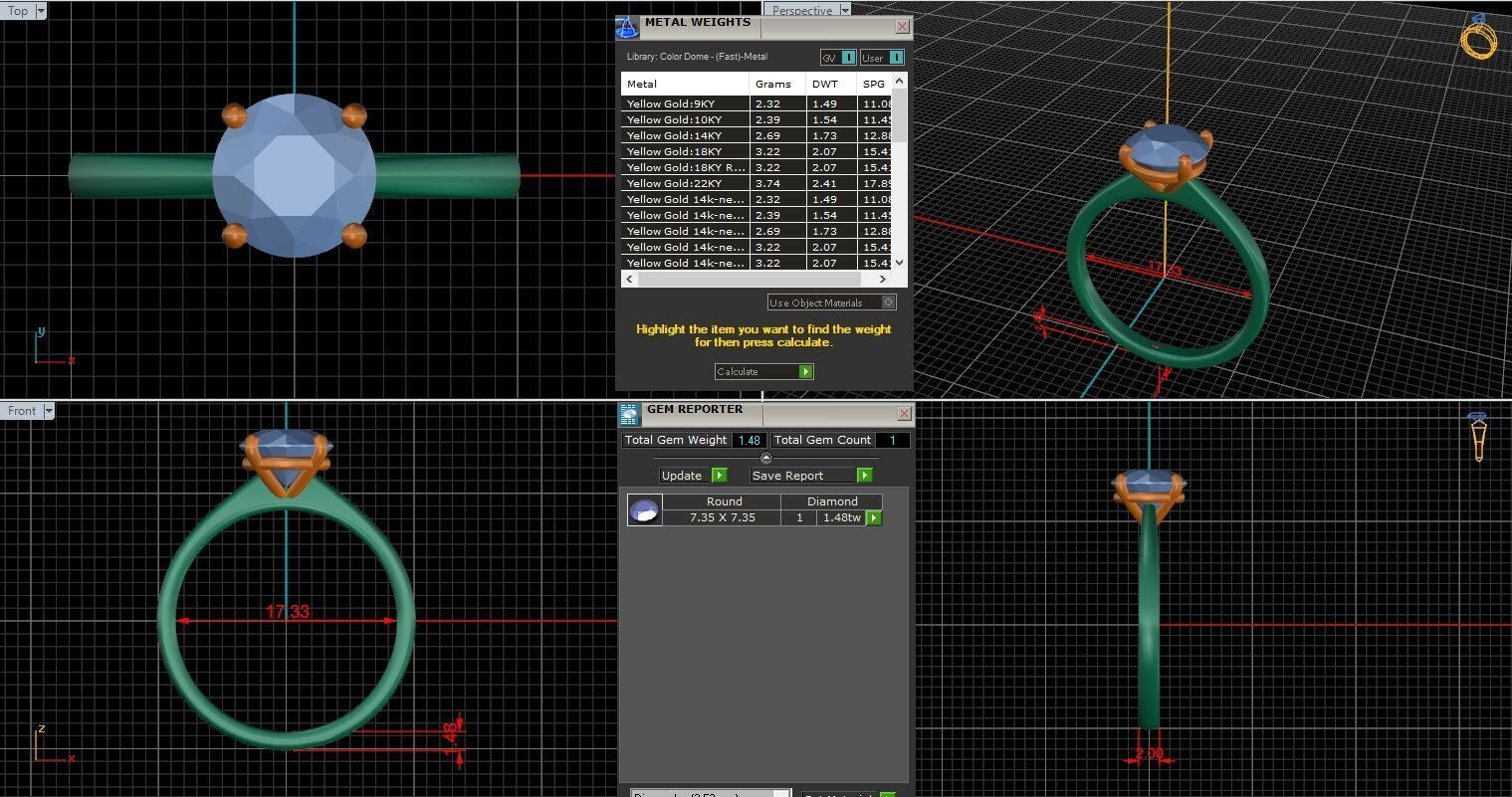 Round Diamond Solitaire Ring 3D print model 3D print model_25