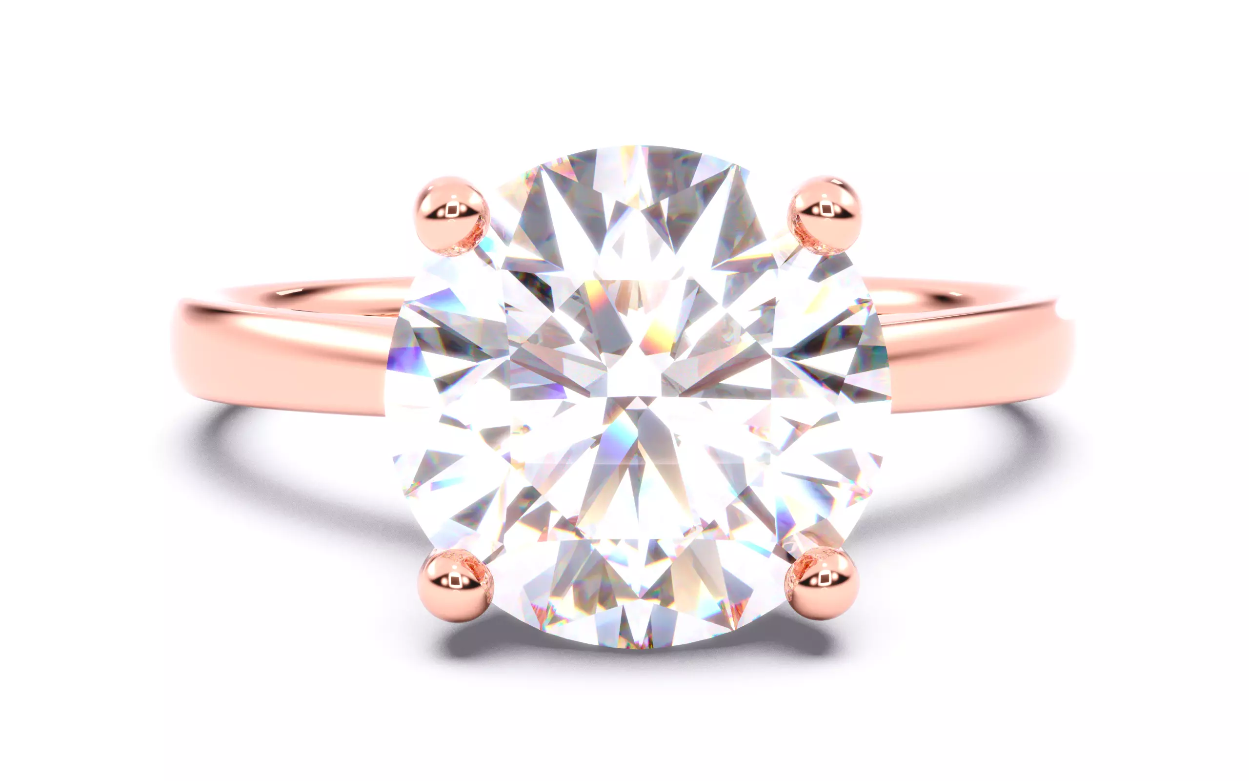 Round Diamond Solitaire Ring 3D print model 3D print model_0