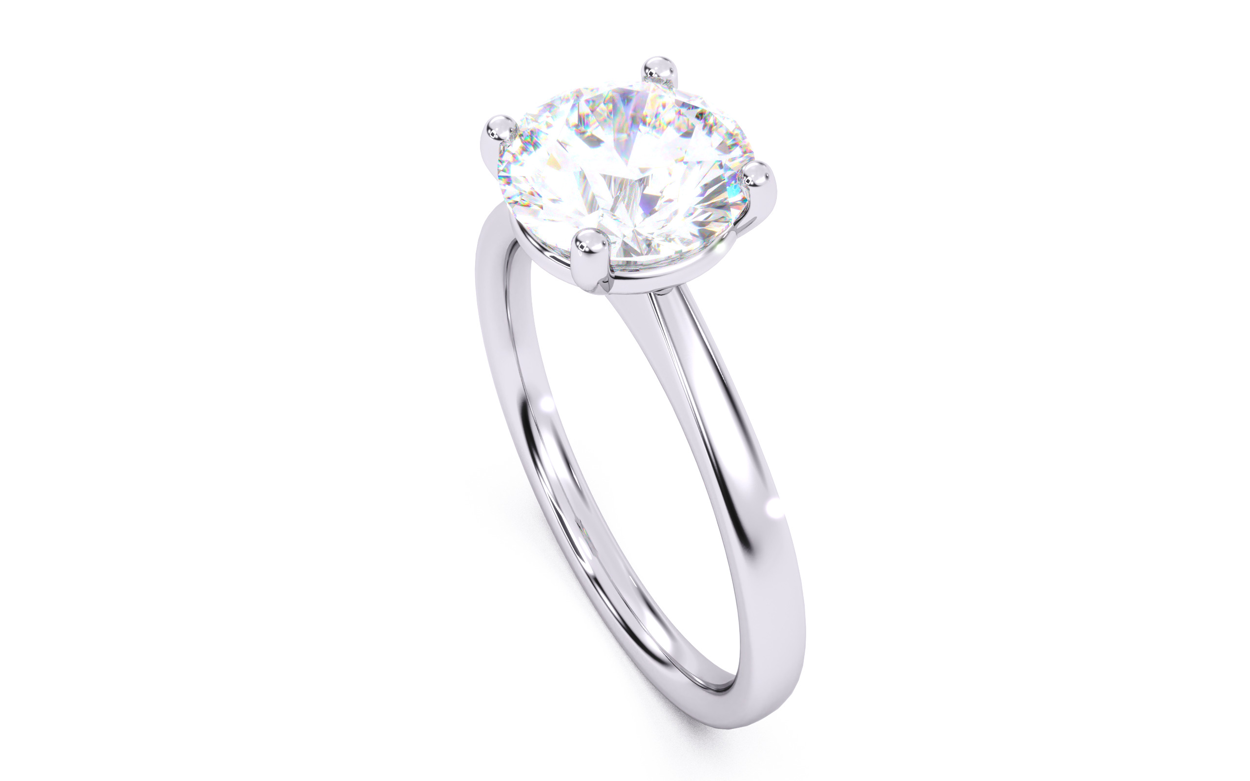 Round Diamond Solitaire Ring 3D print model 3D print model_8