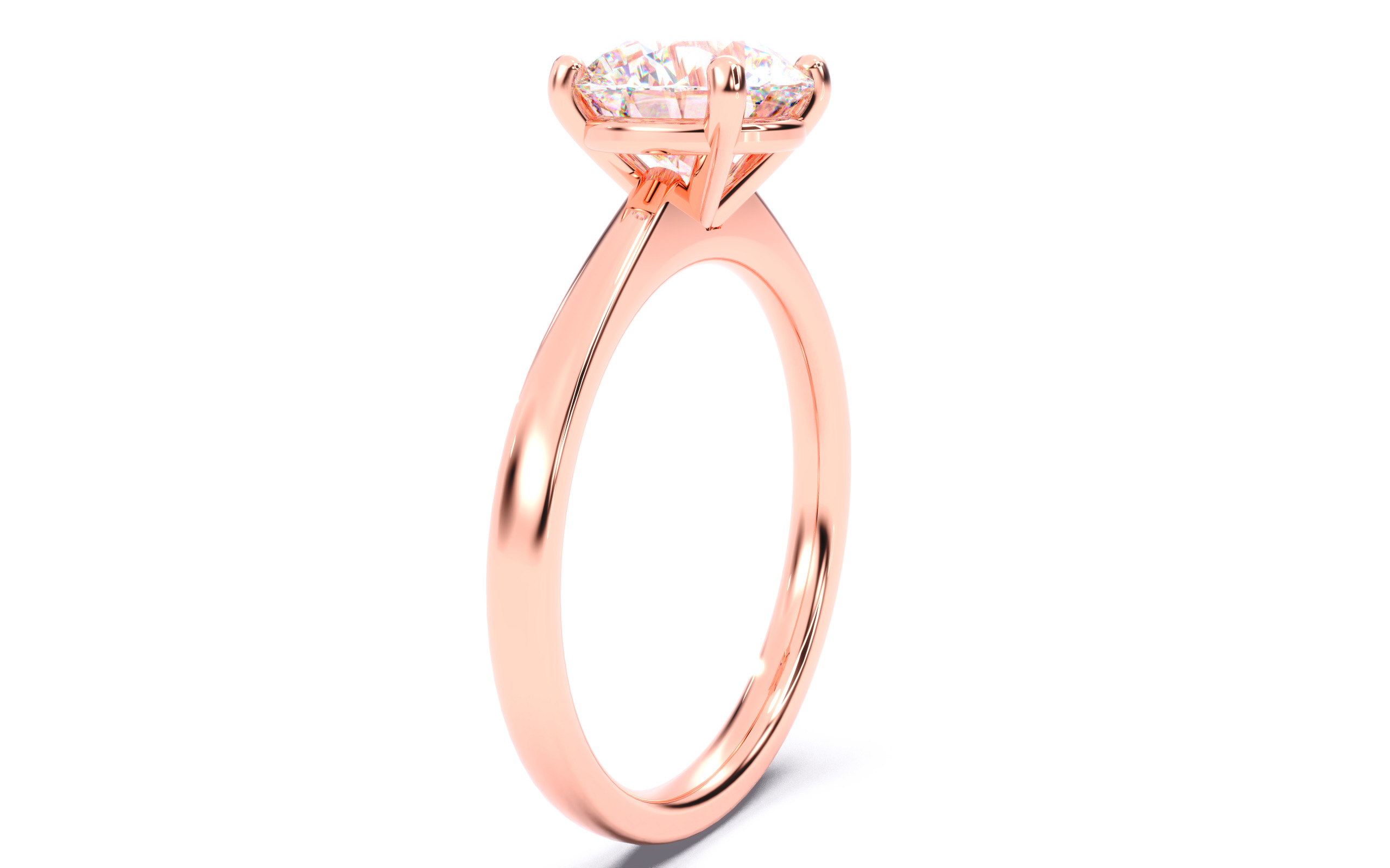 Round Diamond Solitaire Ring 3D print model 3D print model_16