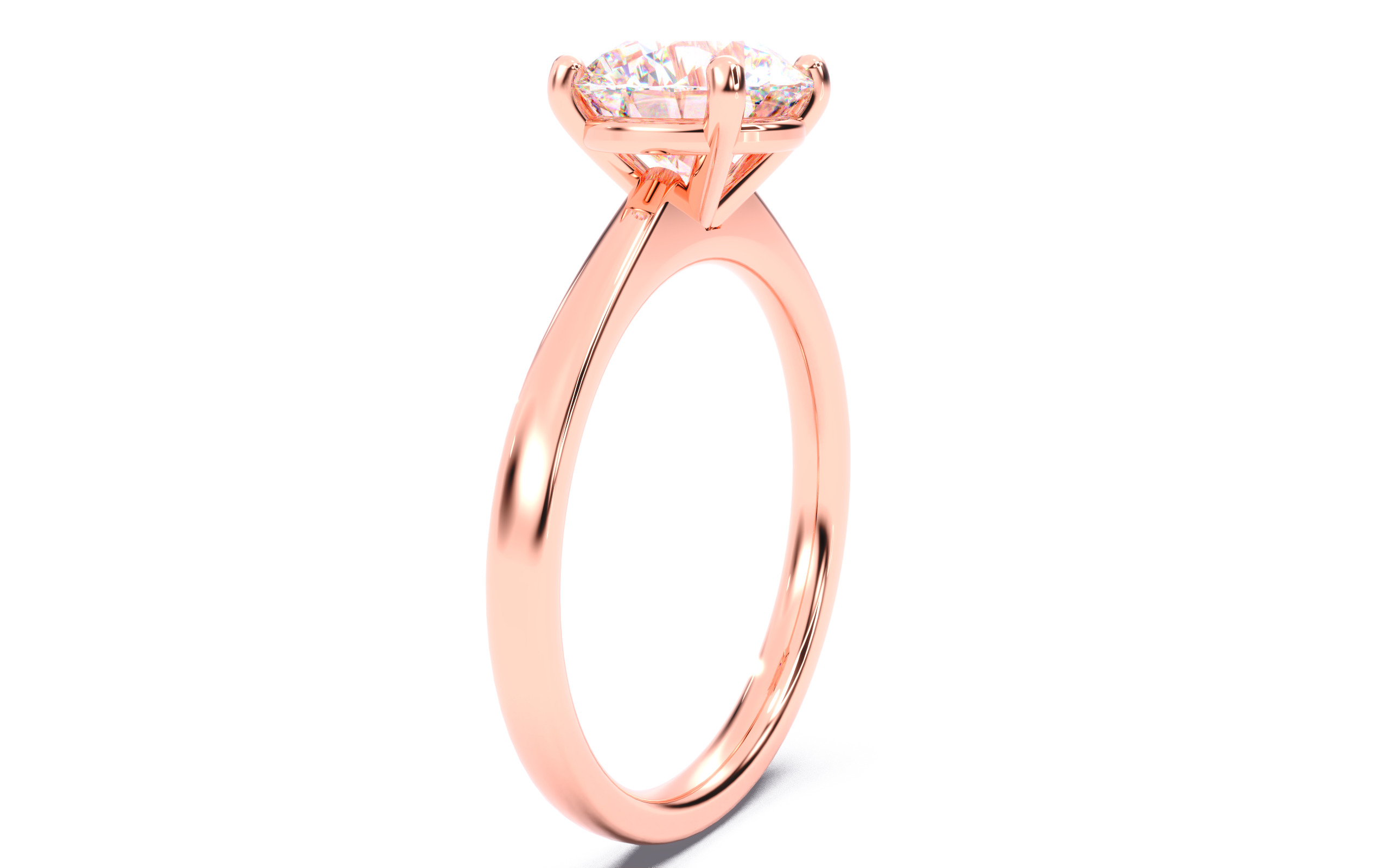Round Diamond Solitaire Ring 3D print model 3D print model_17