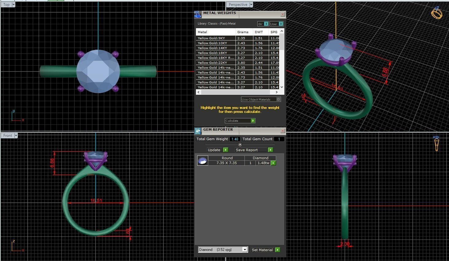 Round Diamond Solitaire Ring 3D print model 3D print model_1