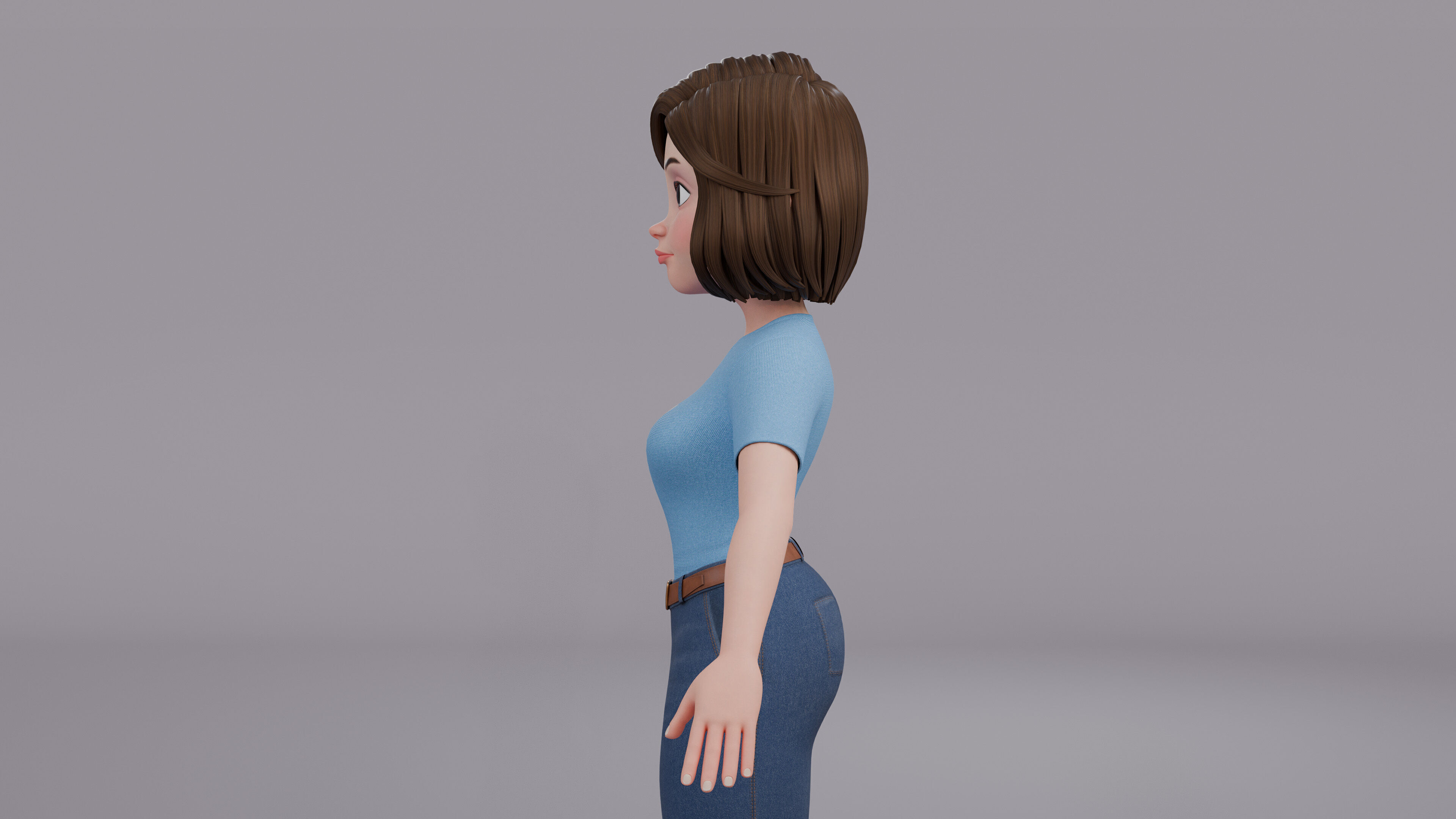 Cartoon Woman Rig Low-poly 3D model_11