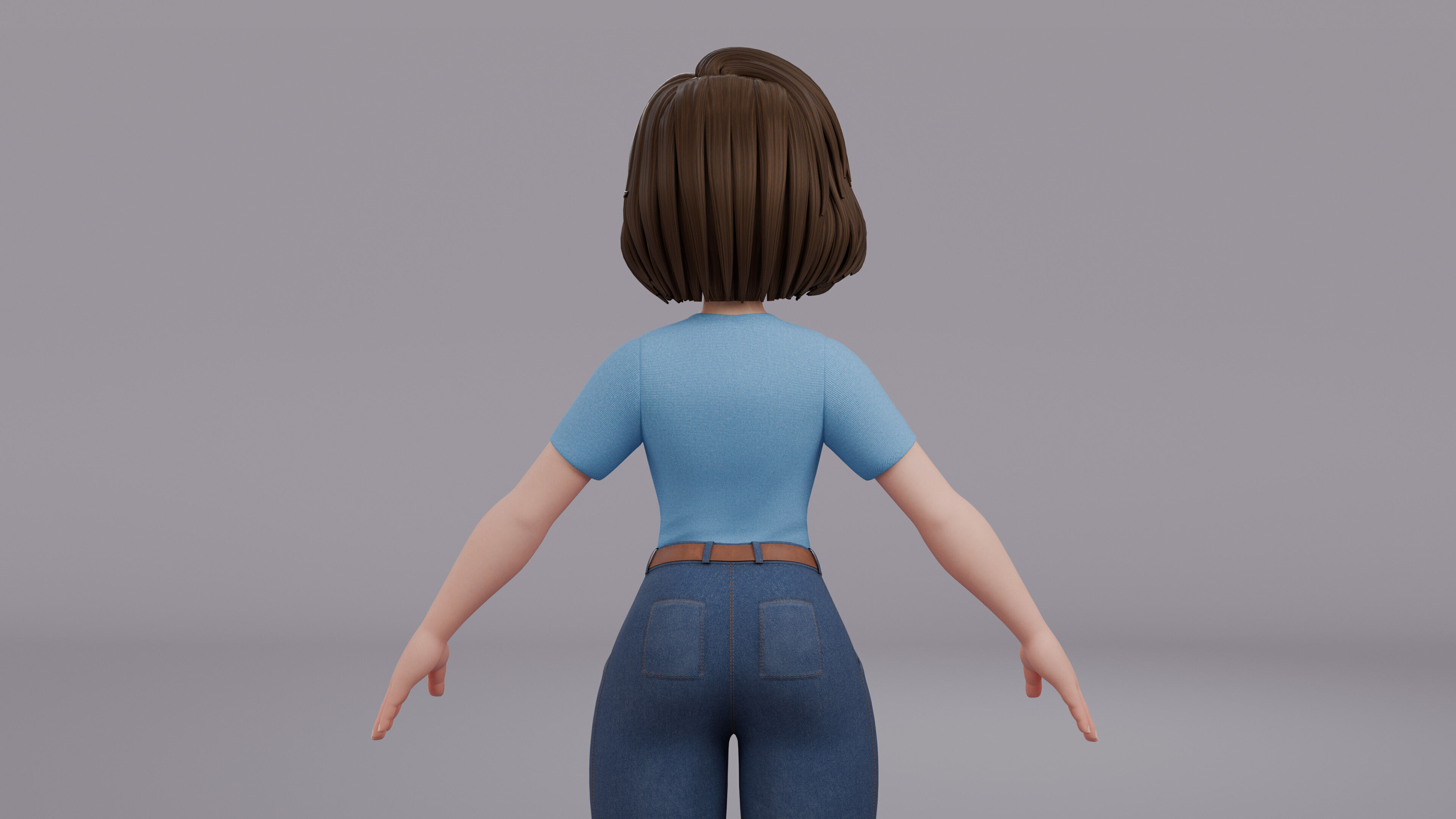 Cartoon Woman Rig Low-poly 3D model_13