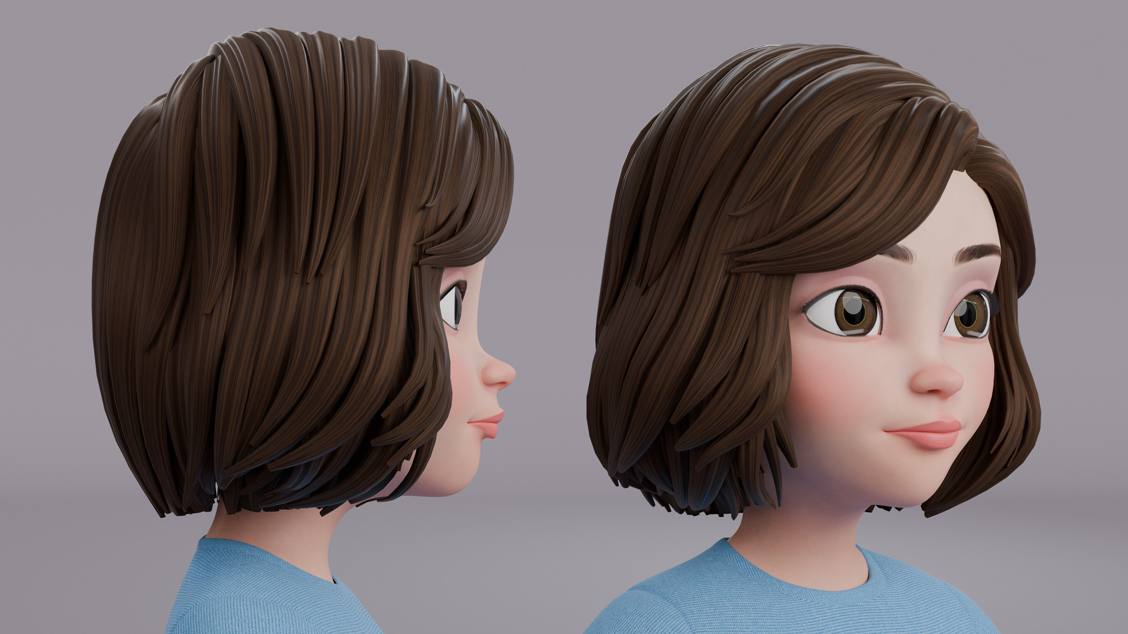 Cartoon Woman Rig Low-poly 3D model_8