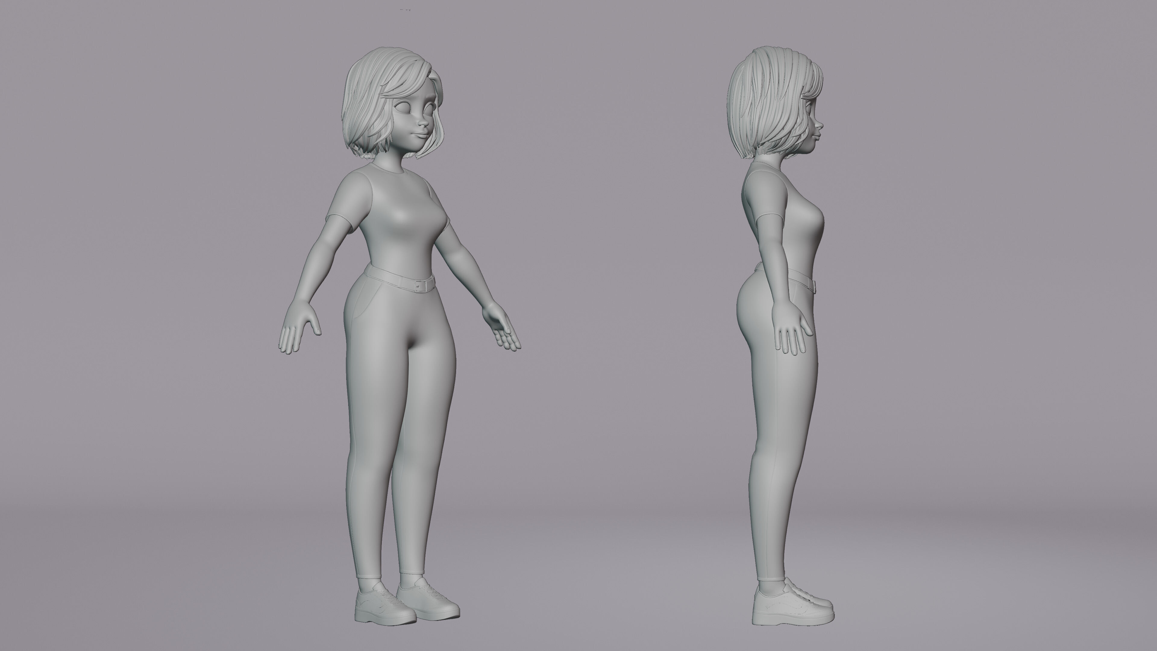 Cartoon Woman Rig Low-poly 3D model_27