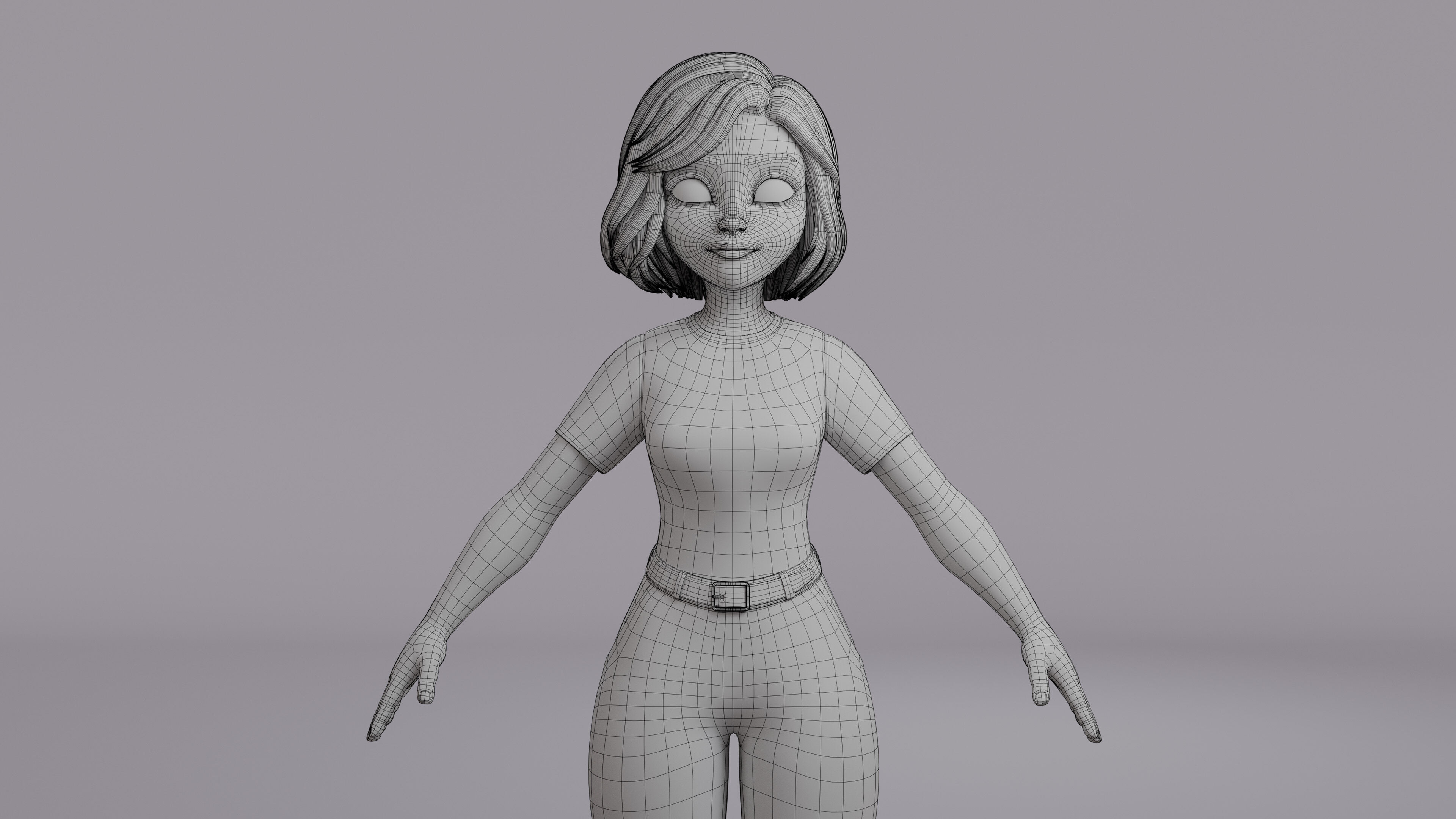 Cartoon Woman Rig Low-poly 3D model_23