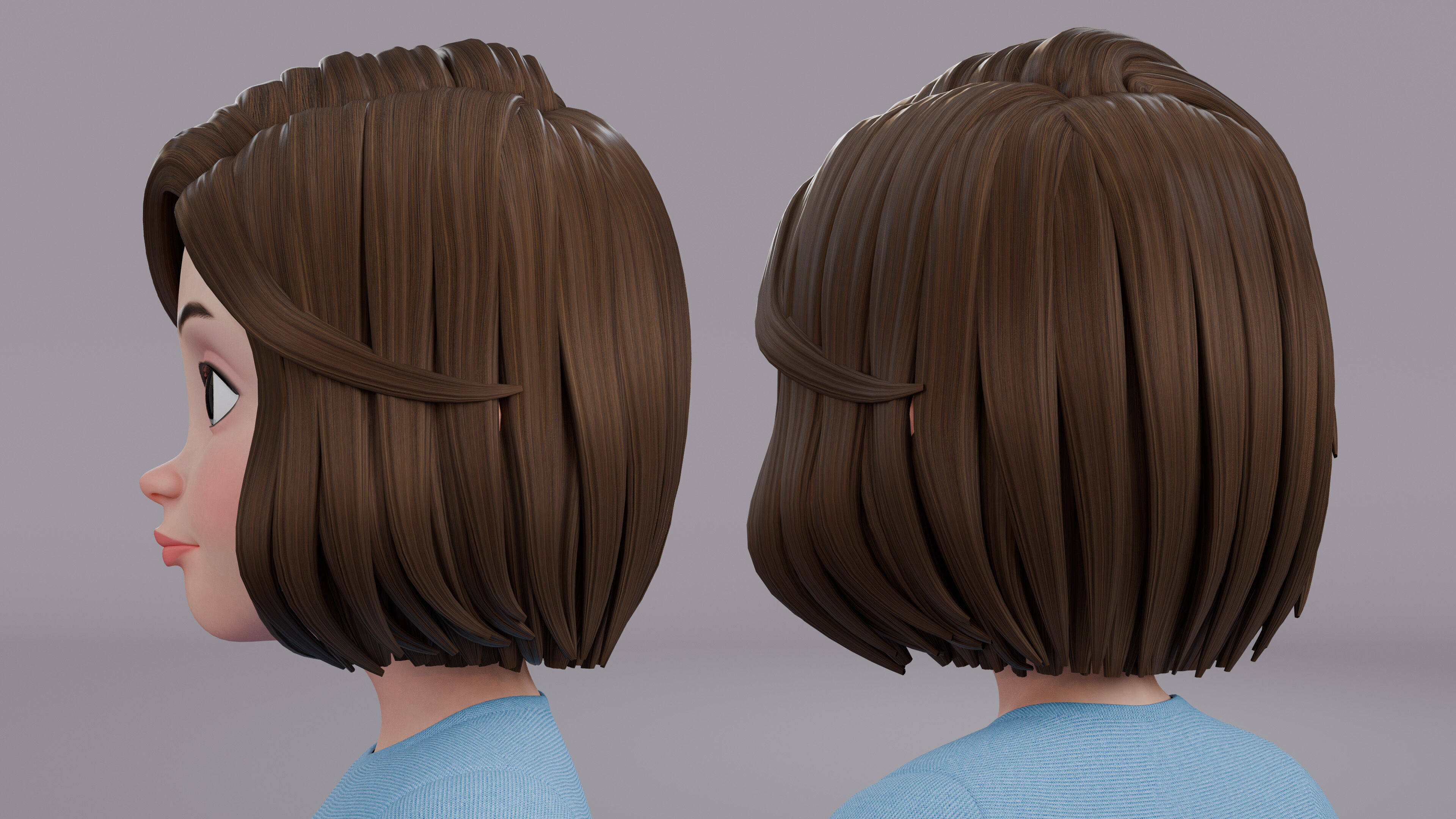 Cartoon Woman Rig Low-poly 3D model_6