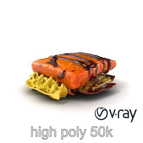 Classic Tonkatsu Plate model pack Low-poly 3D model 2