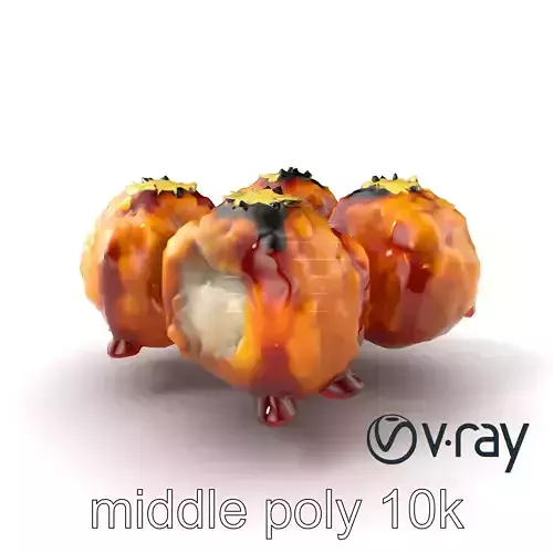 Takoyaki Octopus Balls Food Model Pack Low-poly 3D model