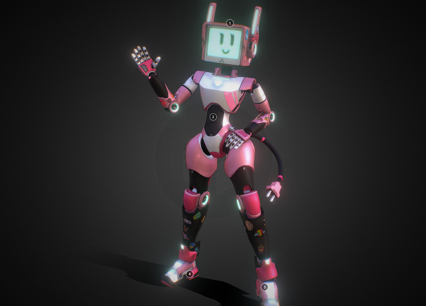 female cyber robot  3D model_2