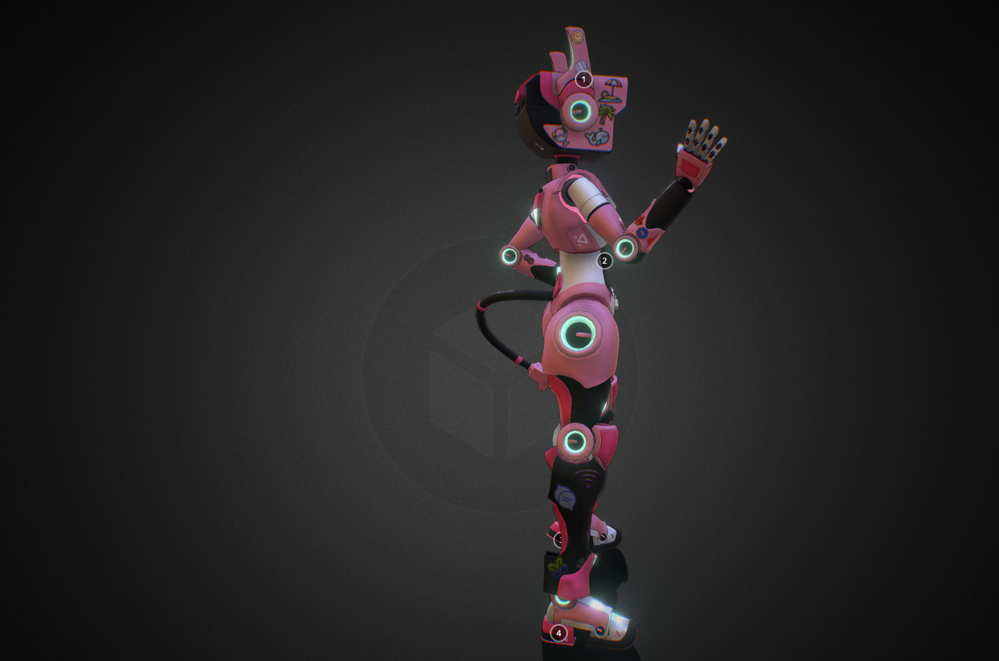 female cyber robot  3D model_1
