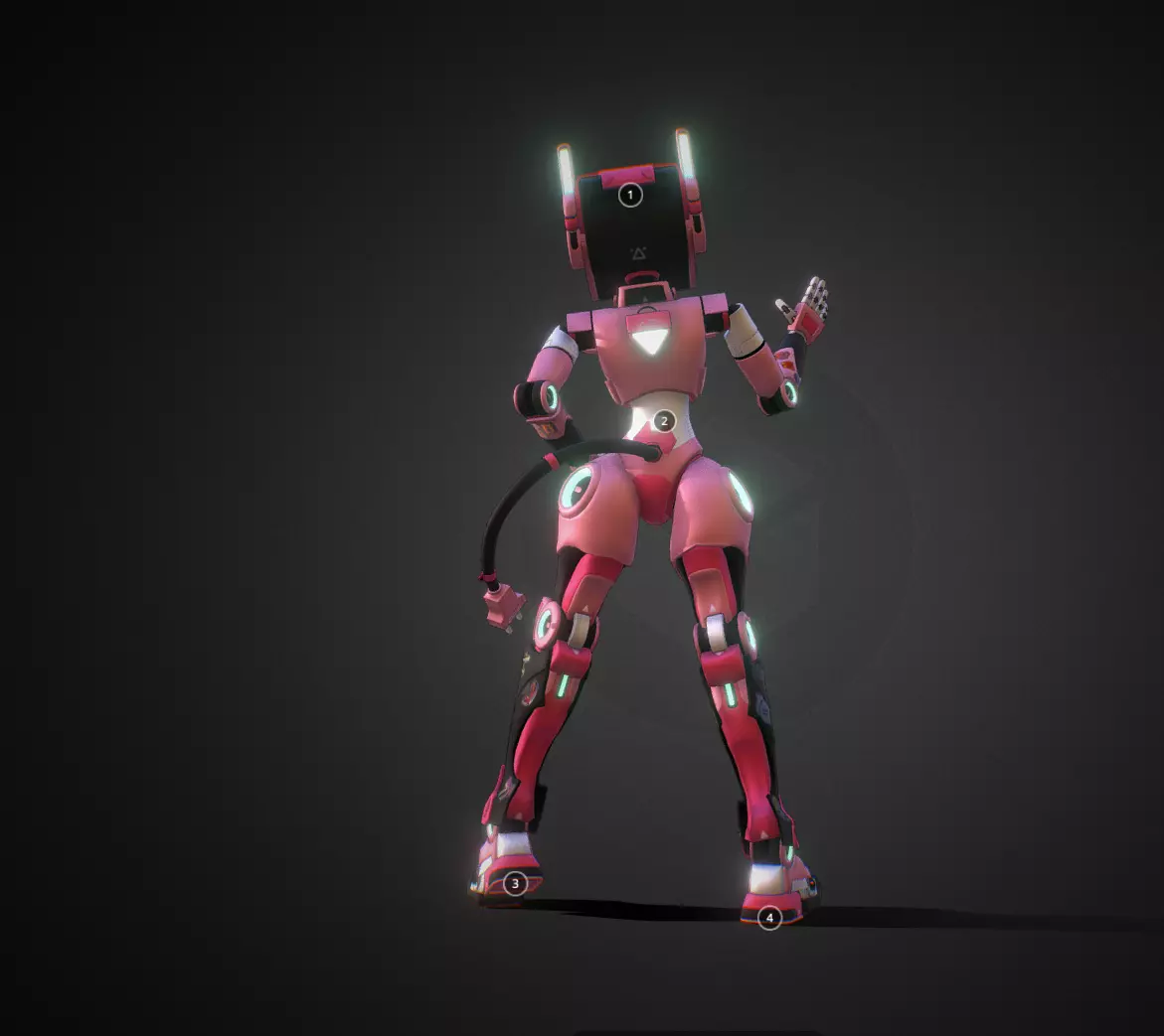 female cyber robot  3D model_0