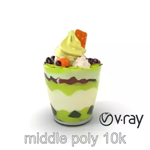 Matcha Dessert Parfait Model Pack Low-poly 3D model