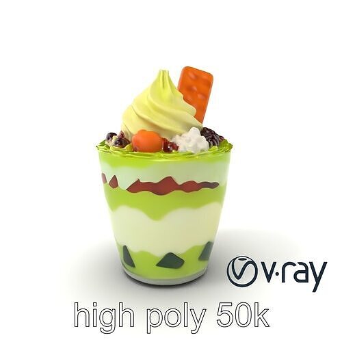 Matcha Dessert Parfait Model Pack Low-poly 3D model 2