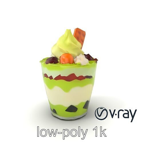 Matcha Dessert Parfait Model Pack Low-poly 3D model 5