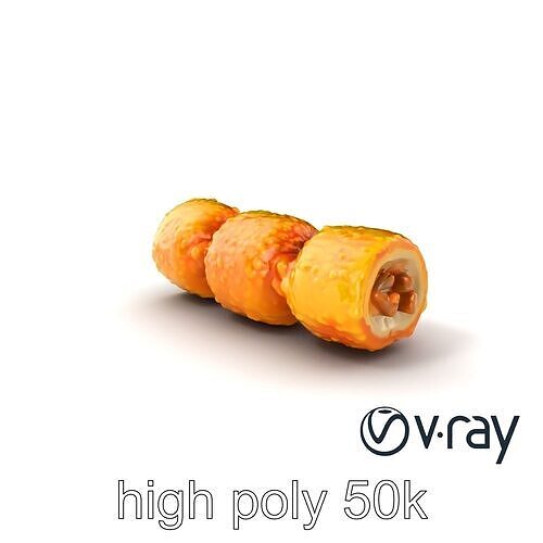 Korokke Croquette Snack 3D Model Pack Low-poly 3D model 2