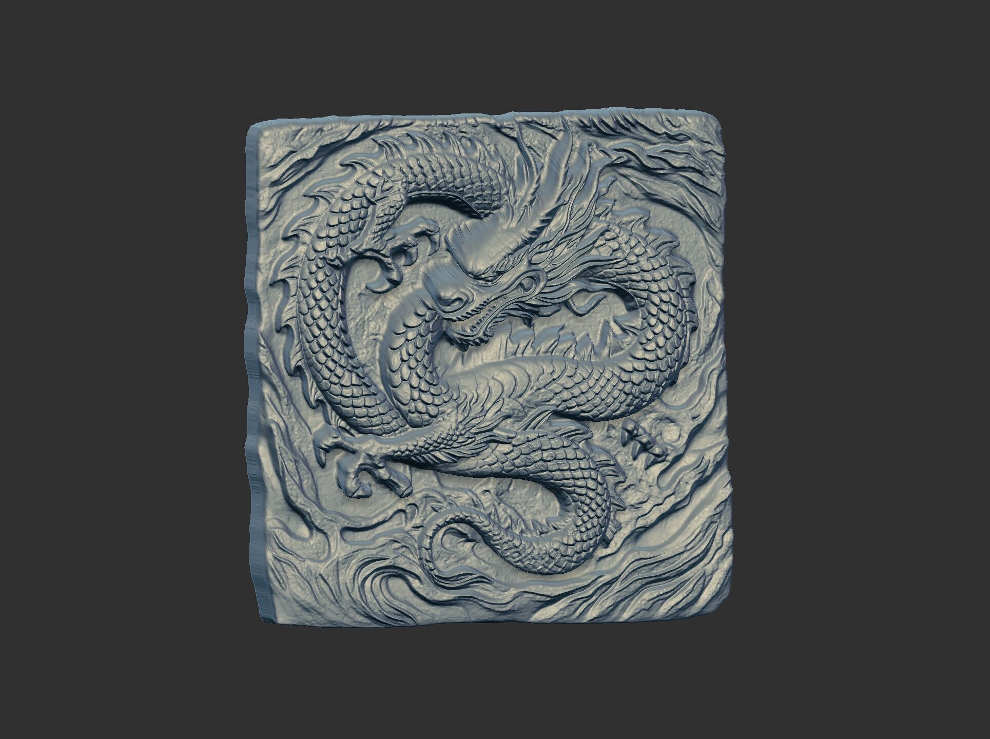 Dragon Bas-Relief Artwork STL files for 3dpritning 3D print model_3