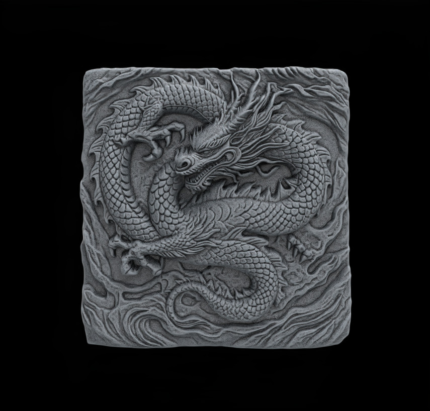 Dragon Bas-Relief Artwork STL files for 3dpritning 3D print model_2