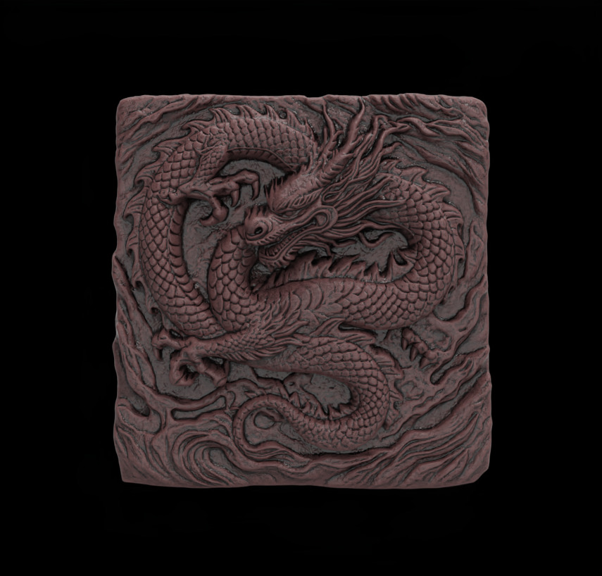 Dragon Bas-Relief Artwork STL files for 3dpritning 3D print model_1