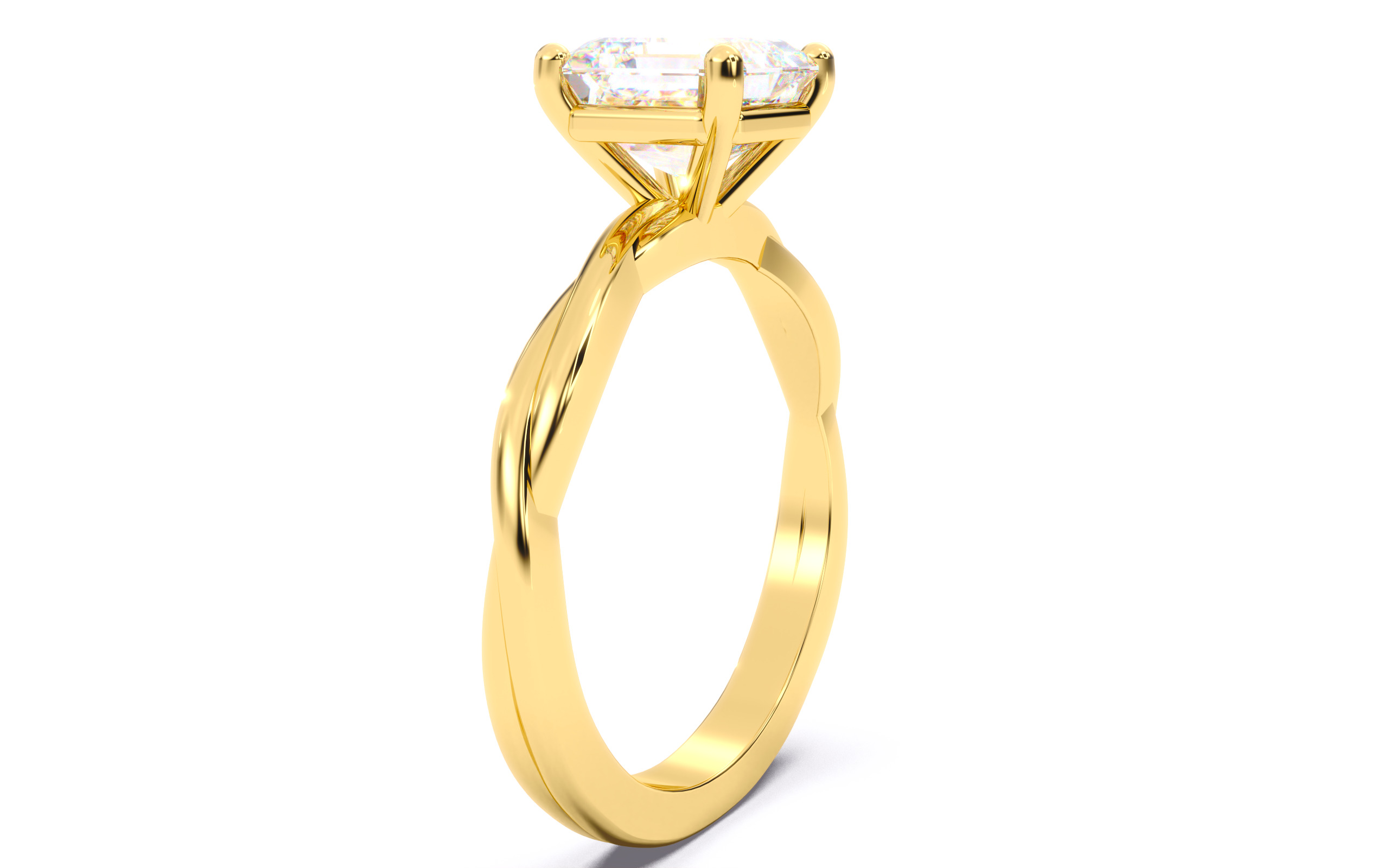 Asscher Diamond Solitaire Ring 3D print model 3D print model_11
