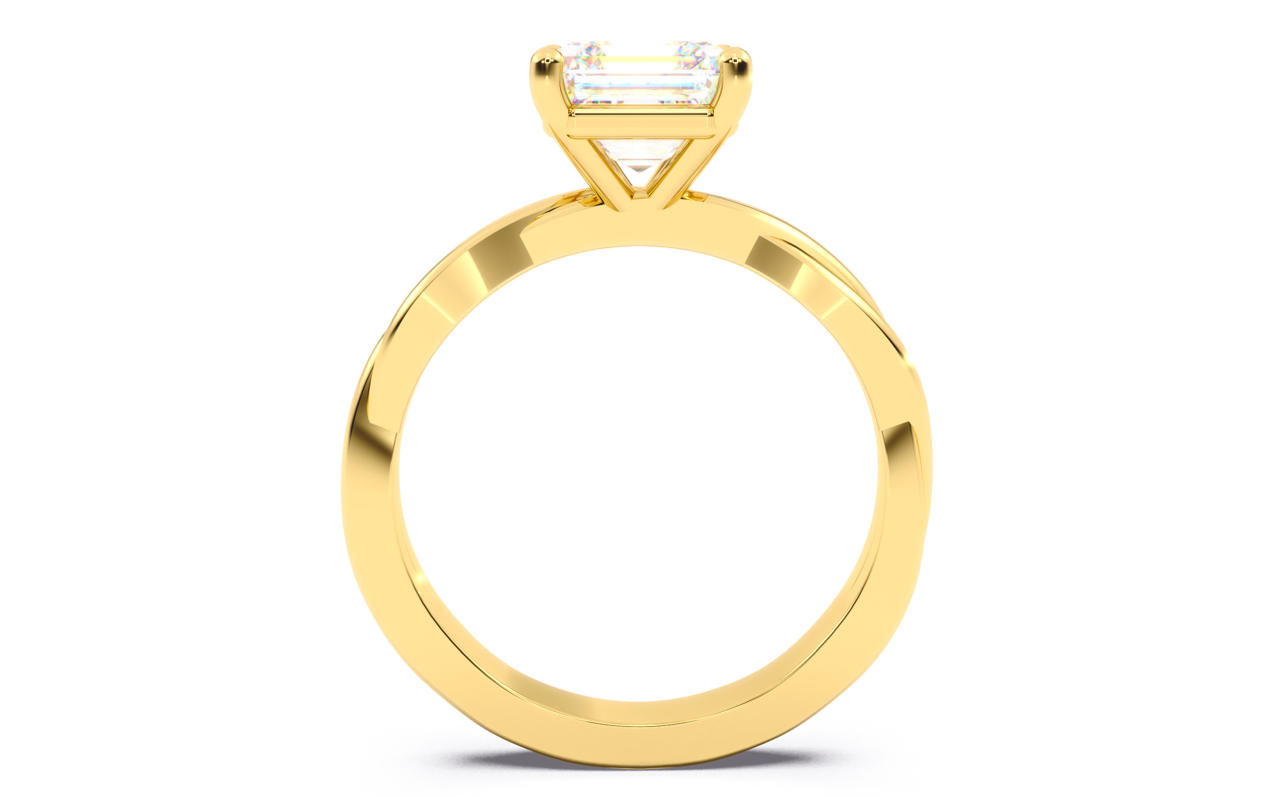 Asscher Diamond Solitaire Ring 3D print model 3D print model_23