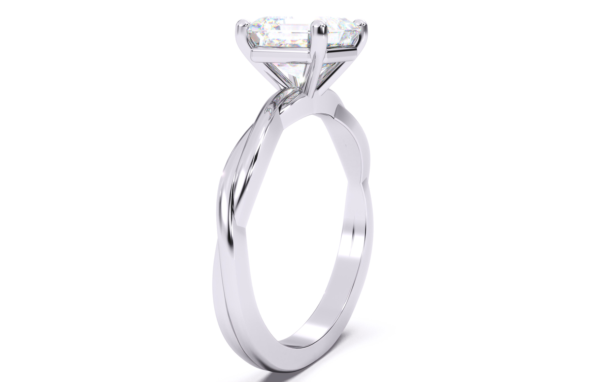 Asscher Diamond Solitaire Ring 3D print model 3D print model_14