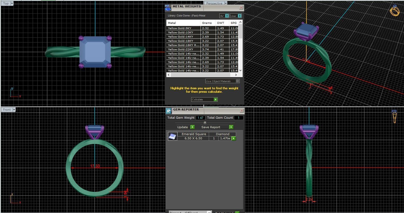 Asscher Diamond Solitaire Ring 3D print model 3D print model_25