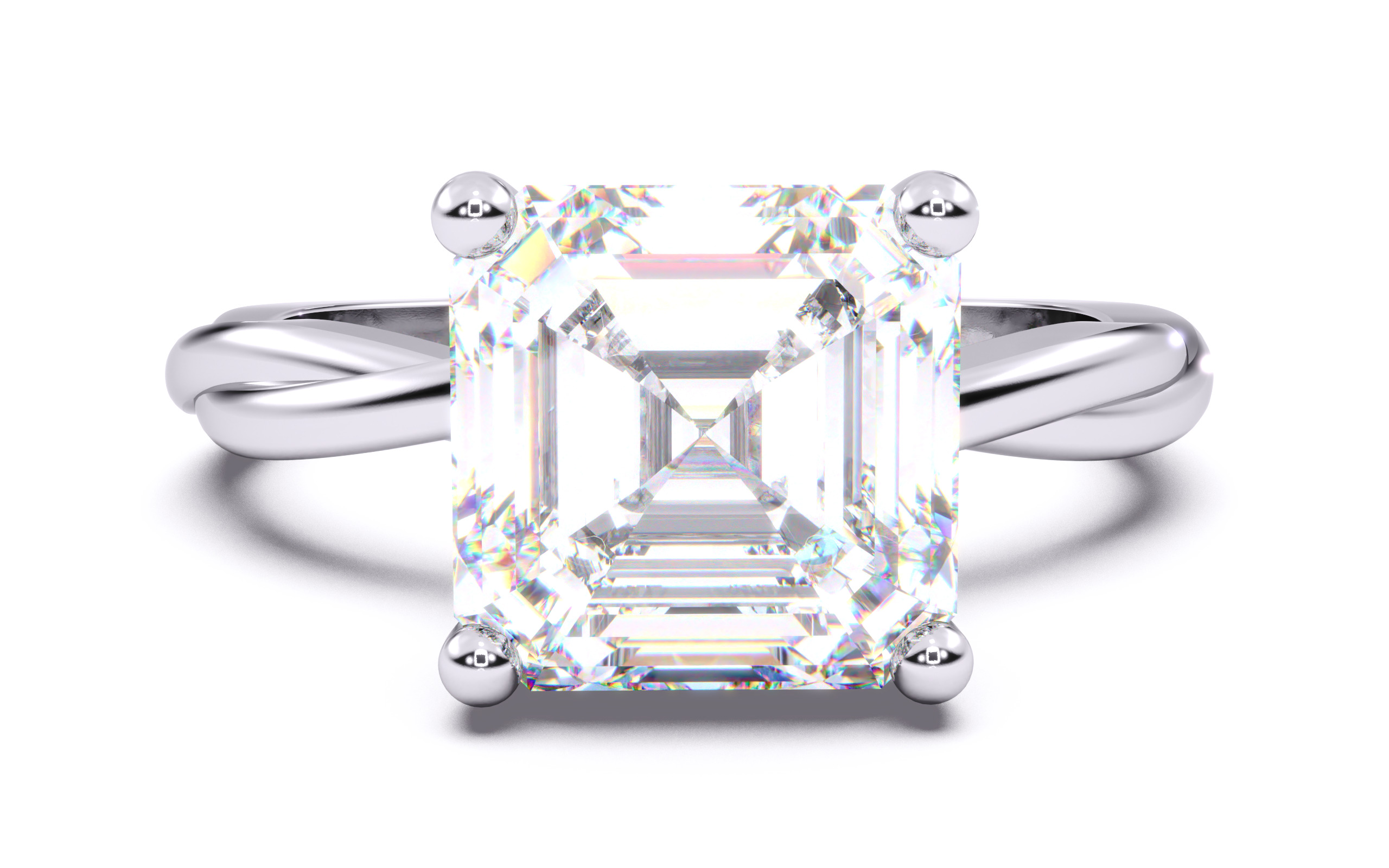 Asscher Diamond Solitaire Ring 3D print model 3D print model_18