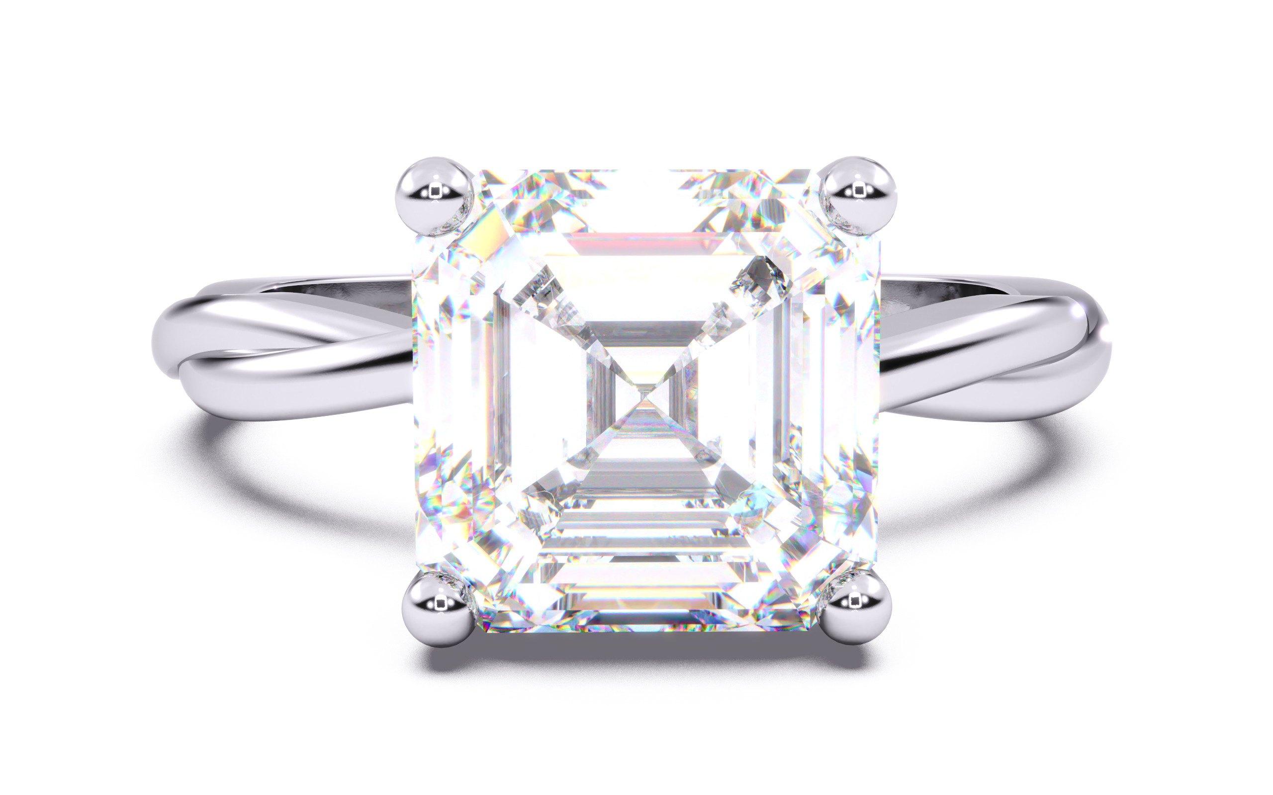Asscher Diamond Solitaire Ring 3D print model 3D print model_19