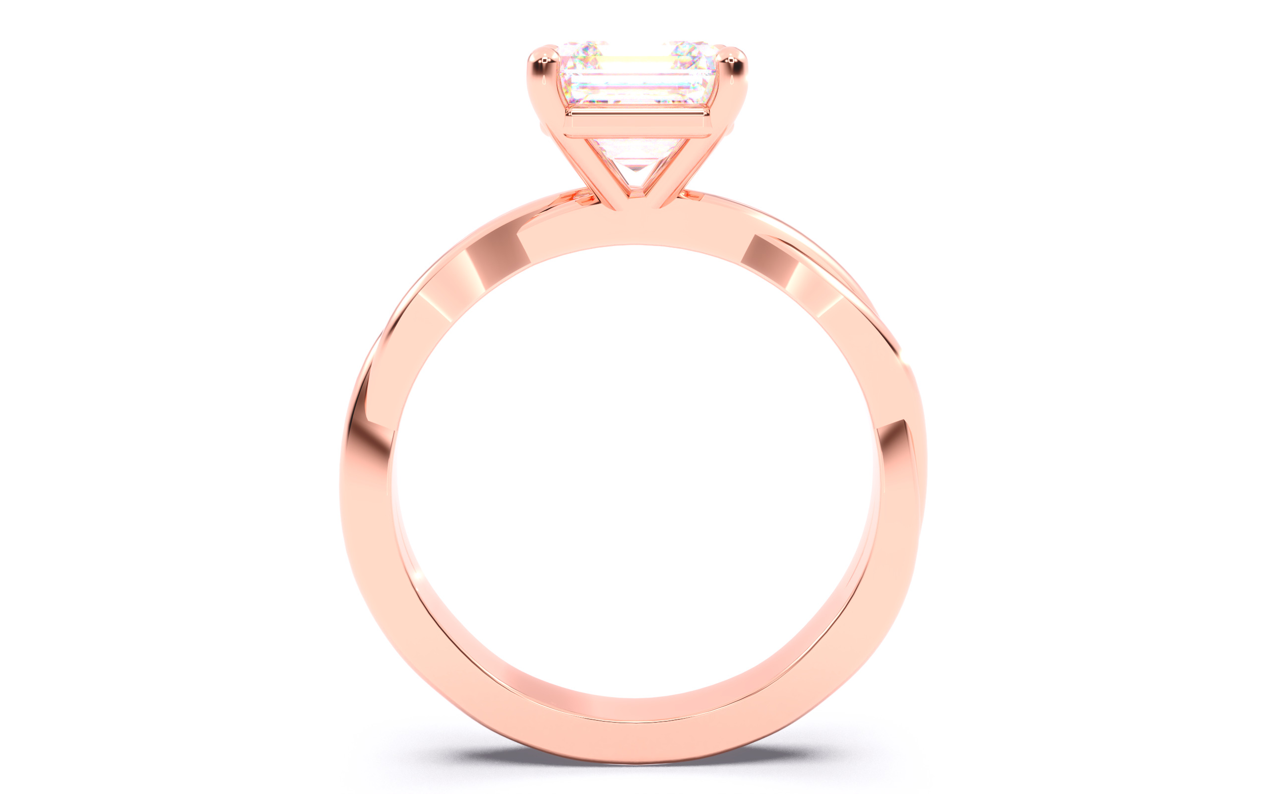 Asscher Diamond Solitaire Ring 3D print model 3D print model_3