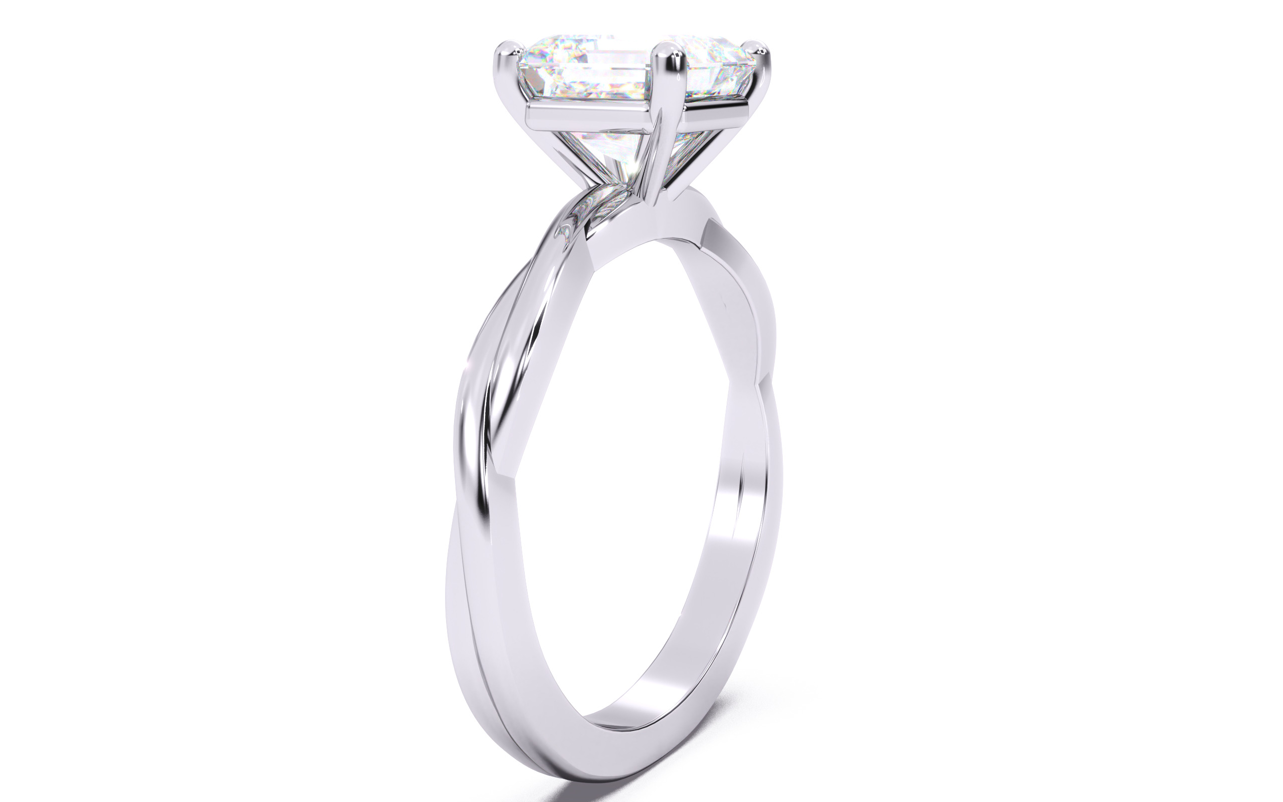 Asscher Diamond Solitaire Ring 3D print model 3D print model_15