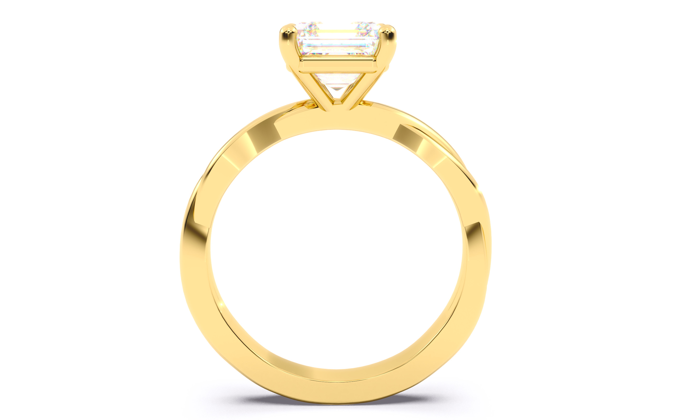 Asscher Diamond Solitaire Ring 3D print model 3D print model_22