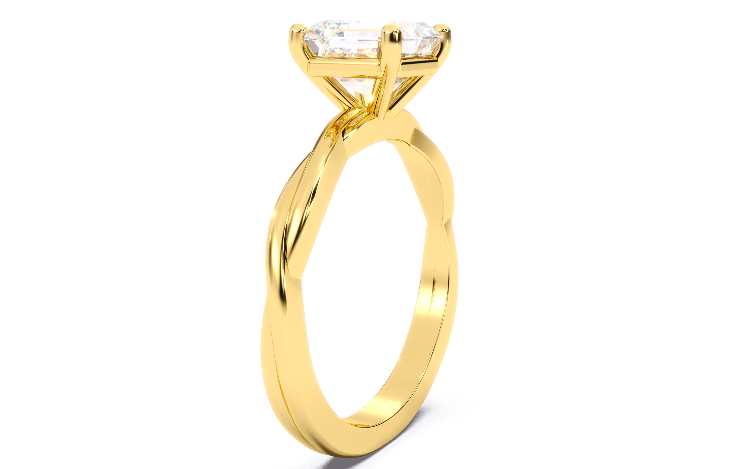 Asscher Diamond Solitaire Ring 3D print model 3D print model_13