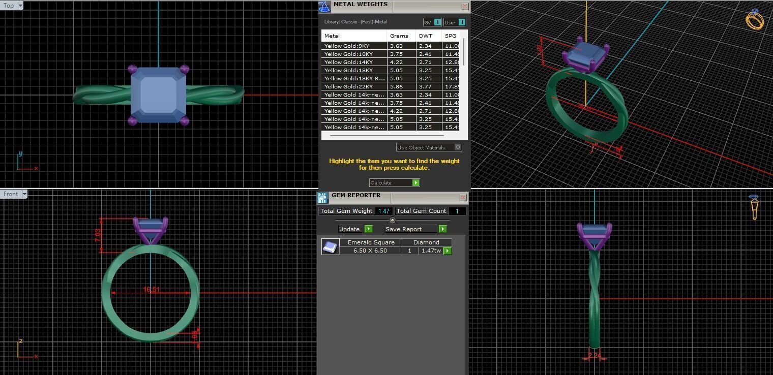 Asscher Diamond Solitaire Ring 3D print model 3D print model_1