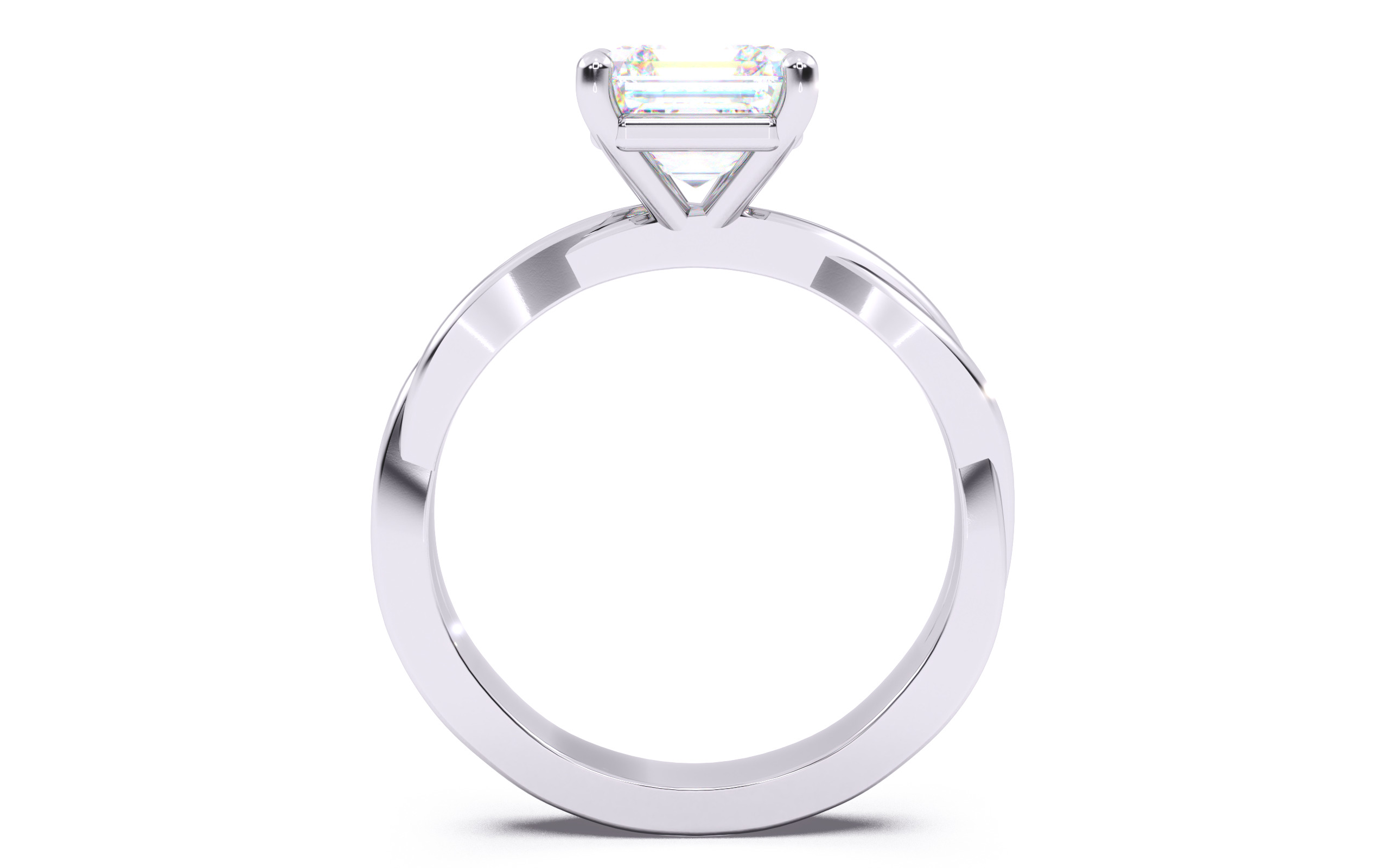 Asscher Diamond Solitaire Ring 3D print model 3D print model_2